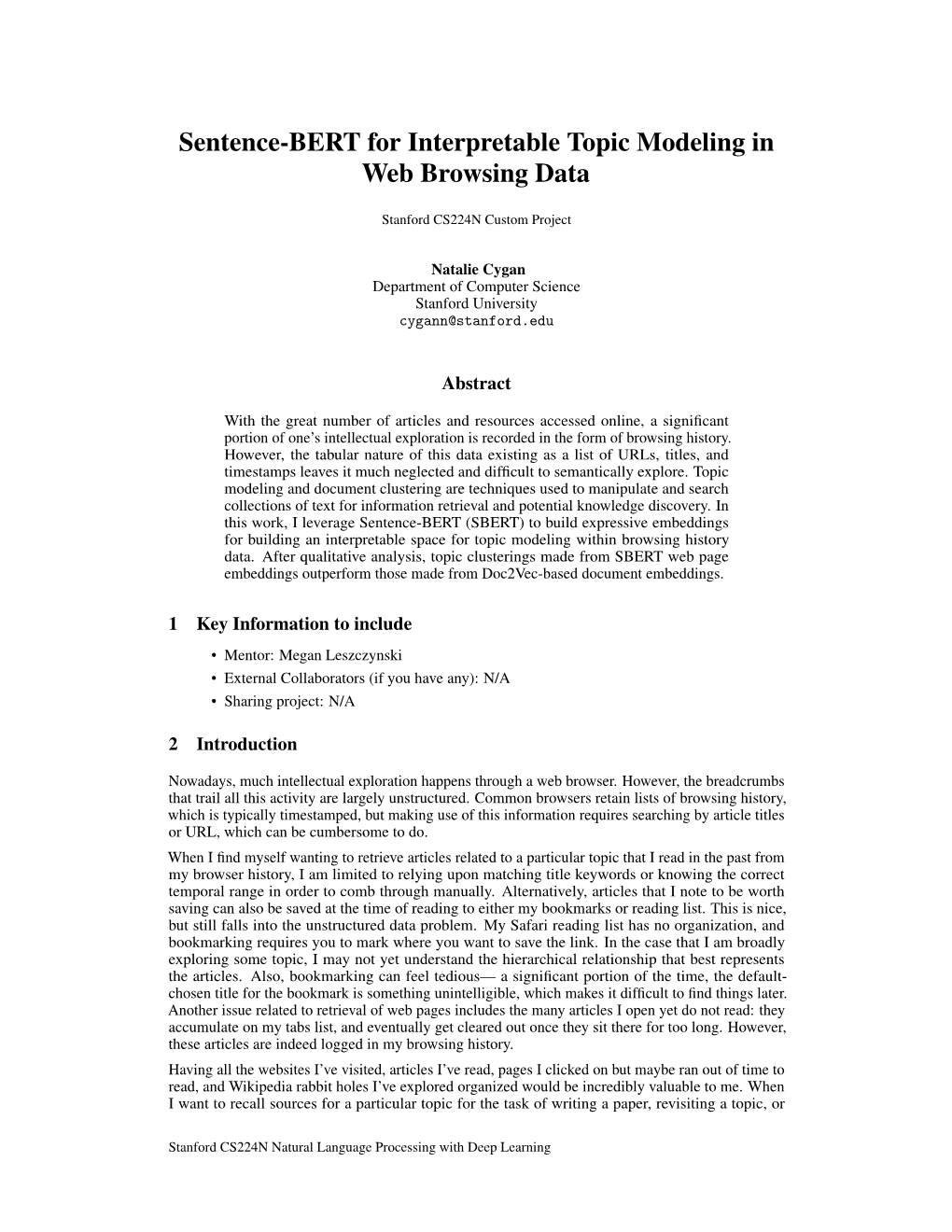Sentence-BERT for Interpretable Topic Modeling in Web Browsing Data