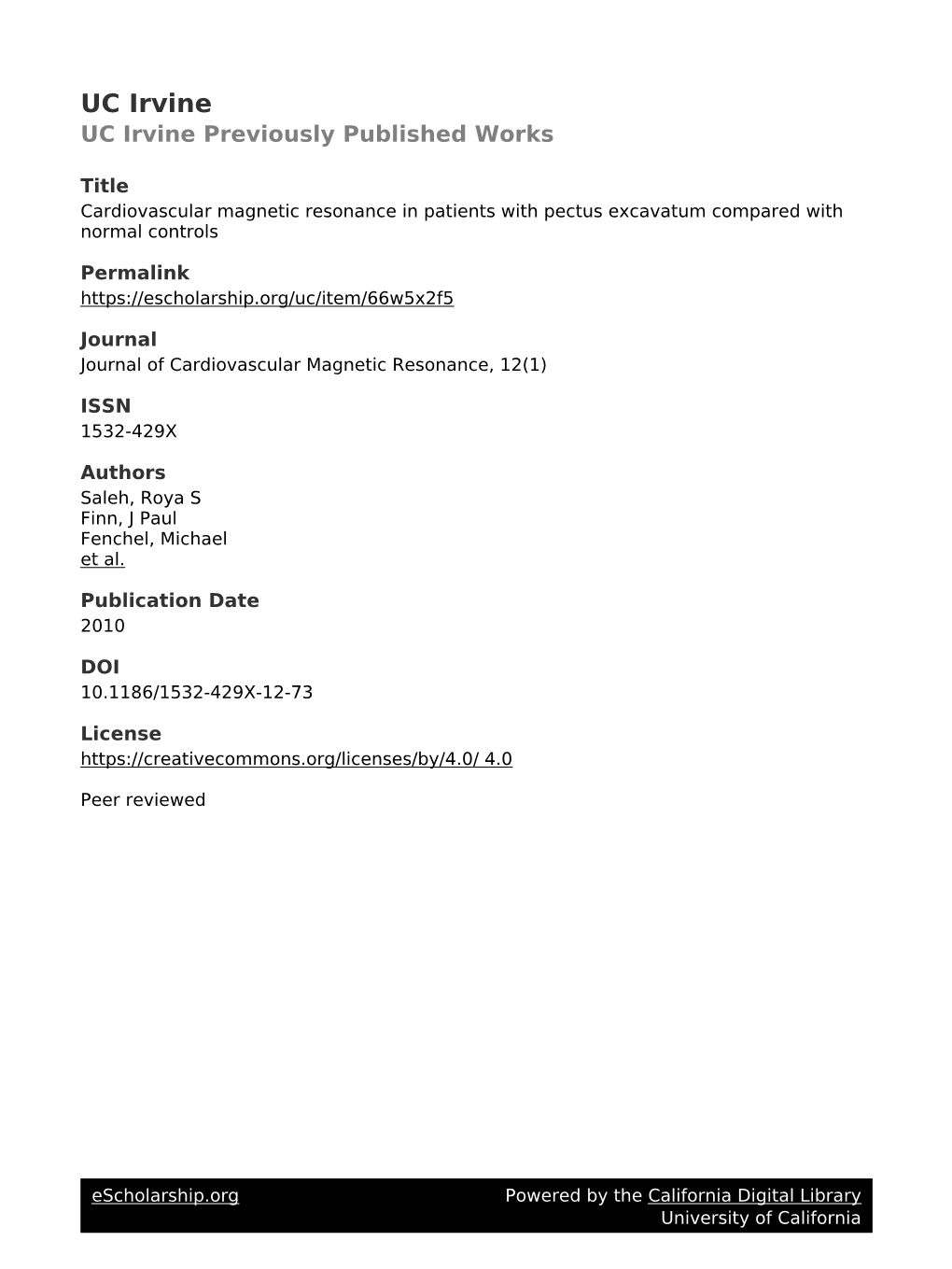 Cardiovascular Magnetic Resonance in Patients with Pectus Excavatum Compared with Normal Controls