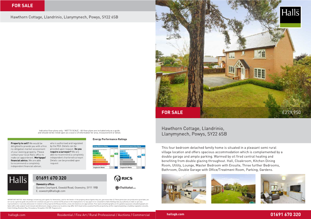£279,950 Hawthorn Cottage, Llandrinio, Llanymynech, Powys