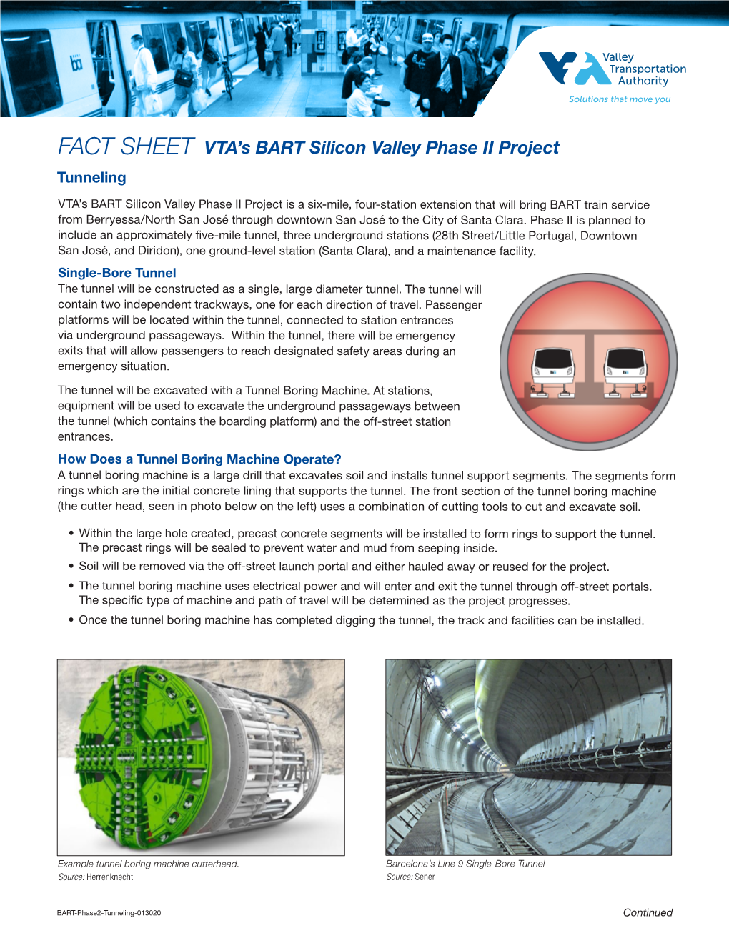 VTA's BART Silicon Valley Phase 2 Project Tunneling Fact Sheet