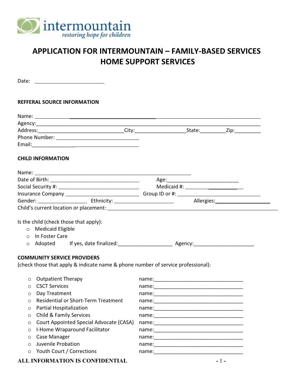 Common Application for Residential Care