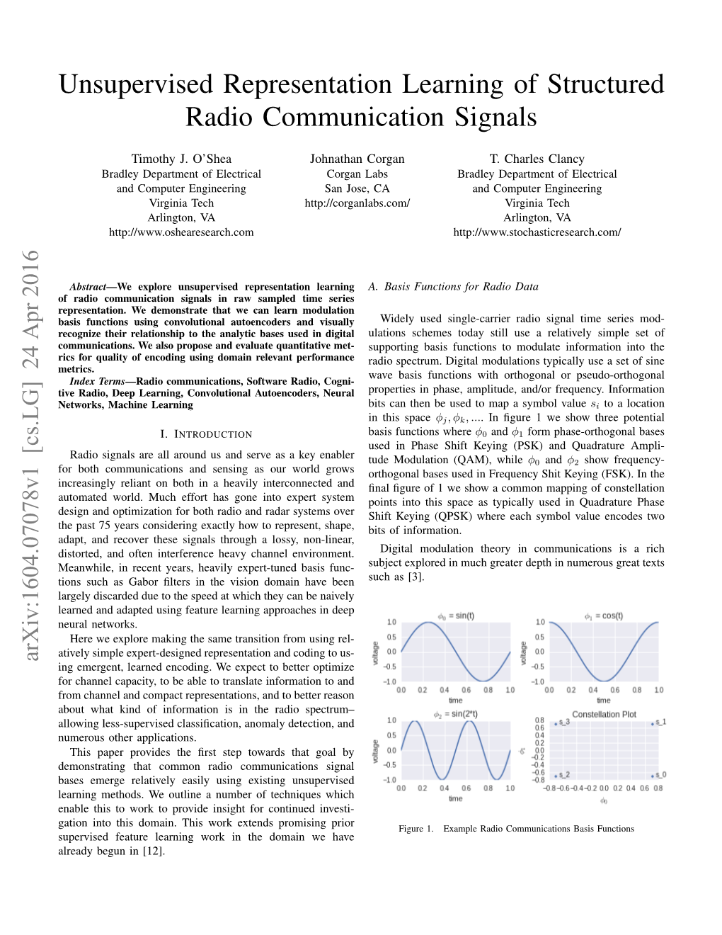 Unsupervised Representation Learning of Structured Radio Communication Signals