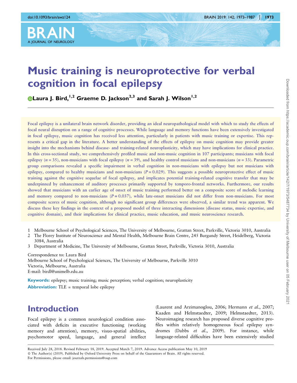 Music Training Is Neuroprotective for Verbal Cognition in Focal Epilepsy