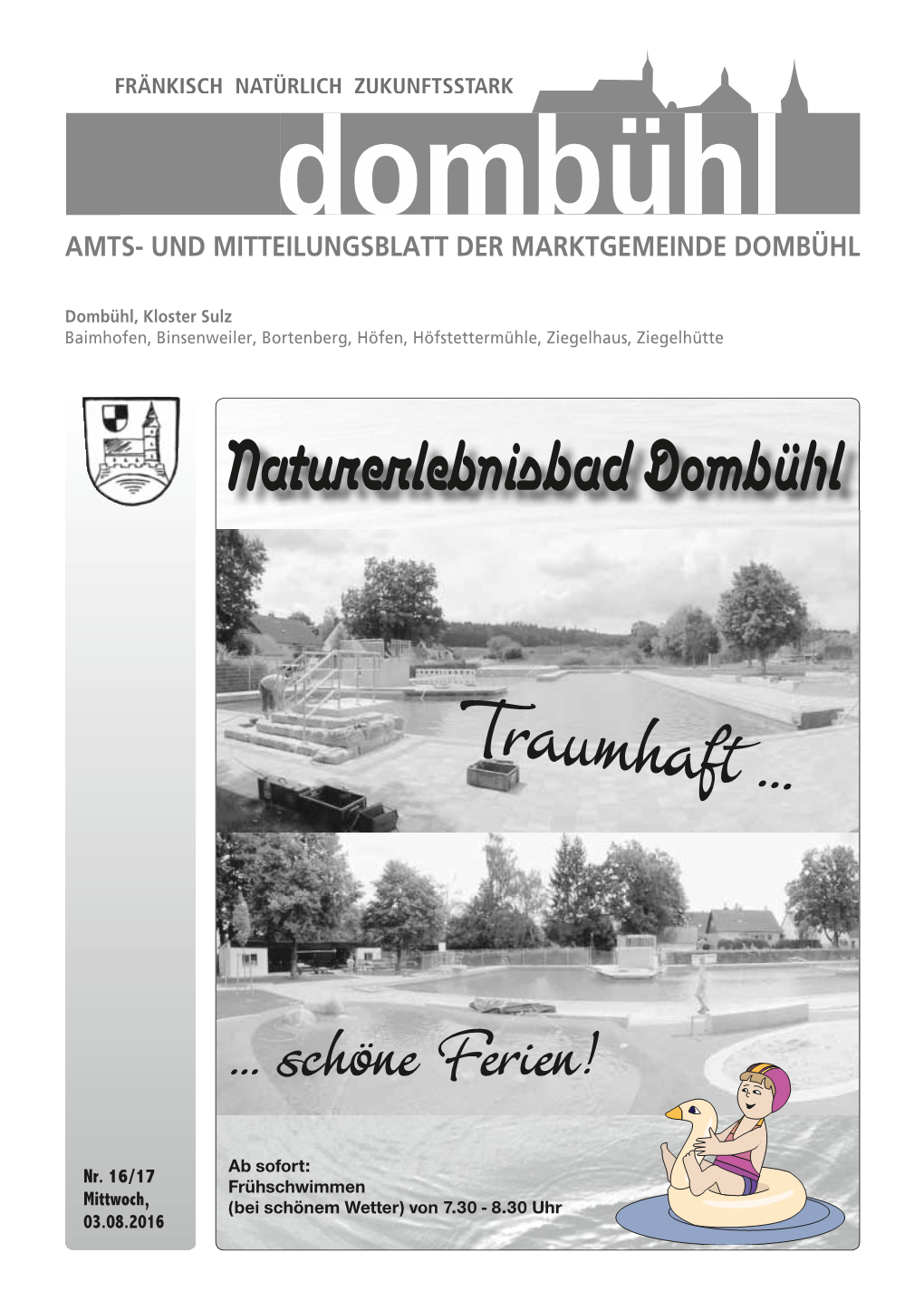 Amts- Und Mitteilungsblatt Der Marktgemeinde Dombühl