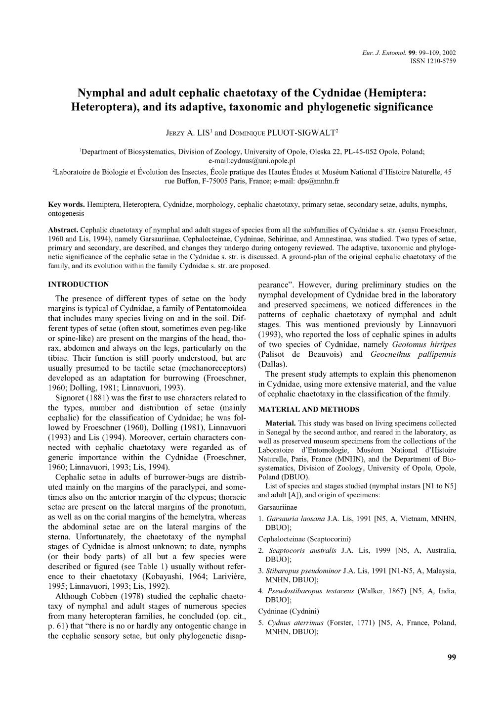 Hemiptera: Heteroptera), and Its Adaptive, Taxonomic and Phylogenetic Significance