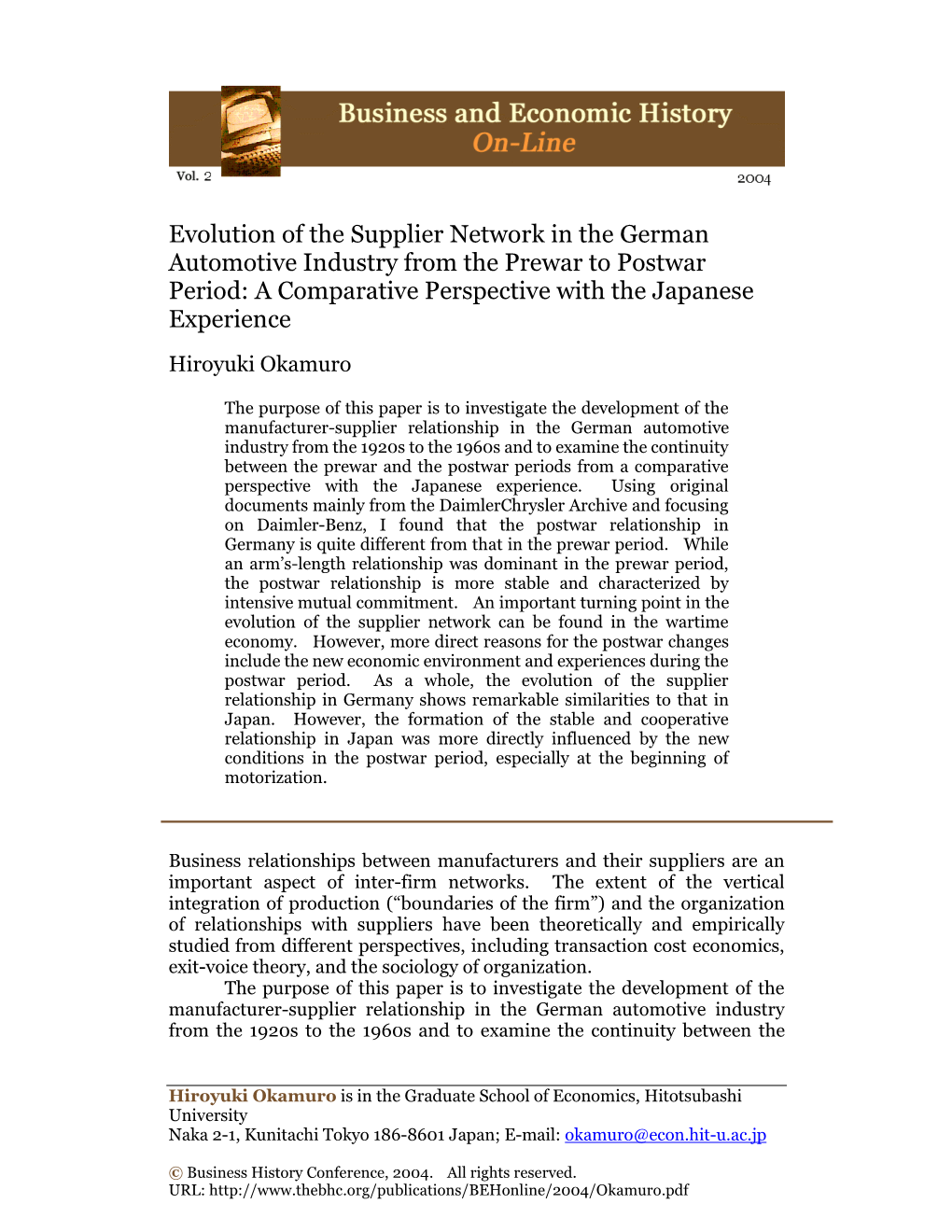 Transformation of the Supplier Relationship in the German