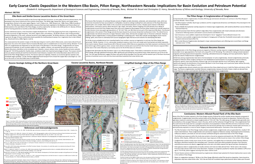 Early Coarse Clastic Deposition in the Western Elko Basin, Piñon Range, Northeastern Nevada: Implications for Basin Evolution and Petroleum Potential Elizabeth R