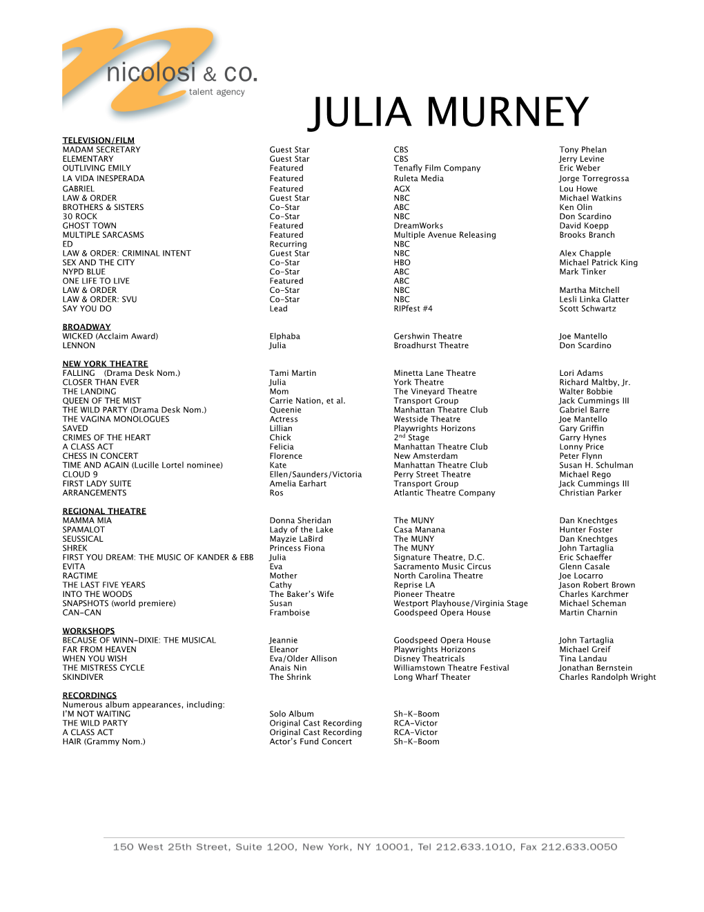 Julia Murney Agent Resume-1