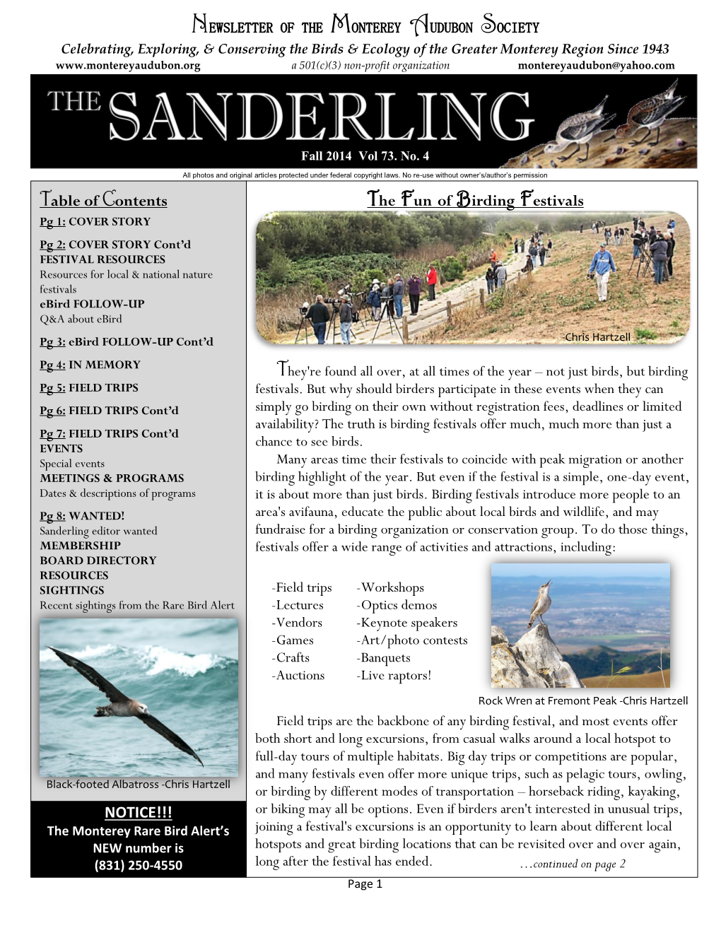 Newsletter of the Monterey Audubon