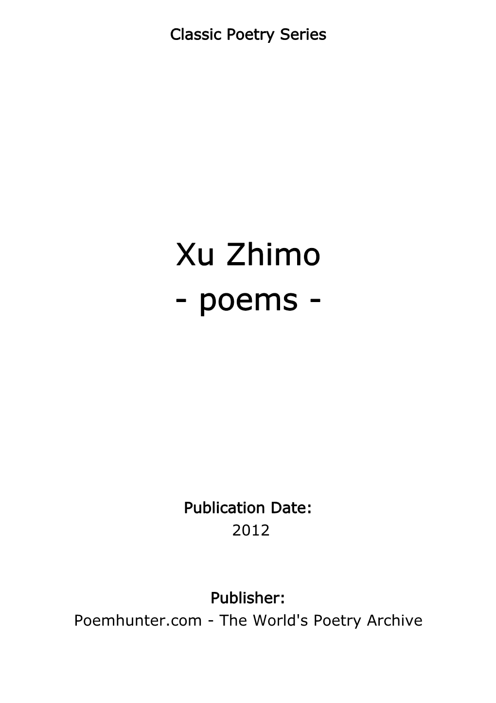 Xu Zhimo - Poems