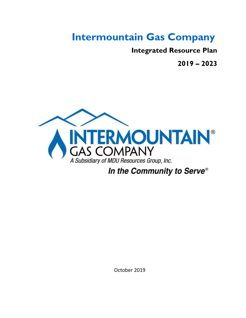 Intermountain Gas Company Integrated Resource Plan 2019 – 2023