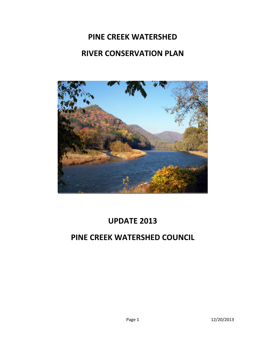Pine Creek Watershed Conservation Plan