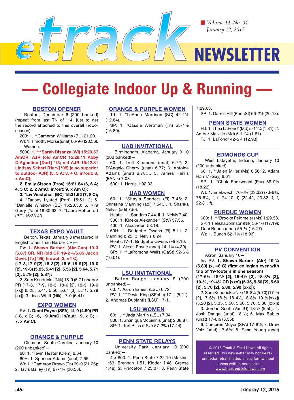 — Collegiate Indoor up & Running —