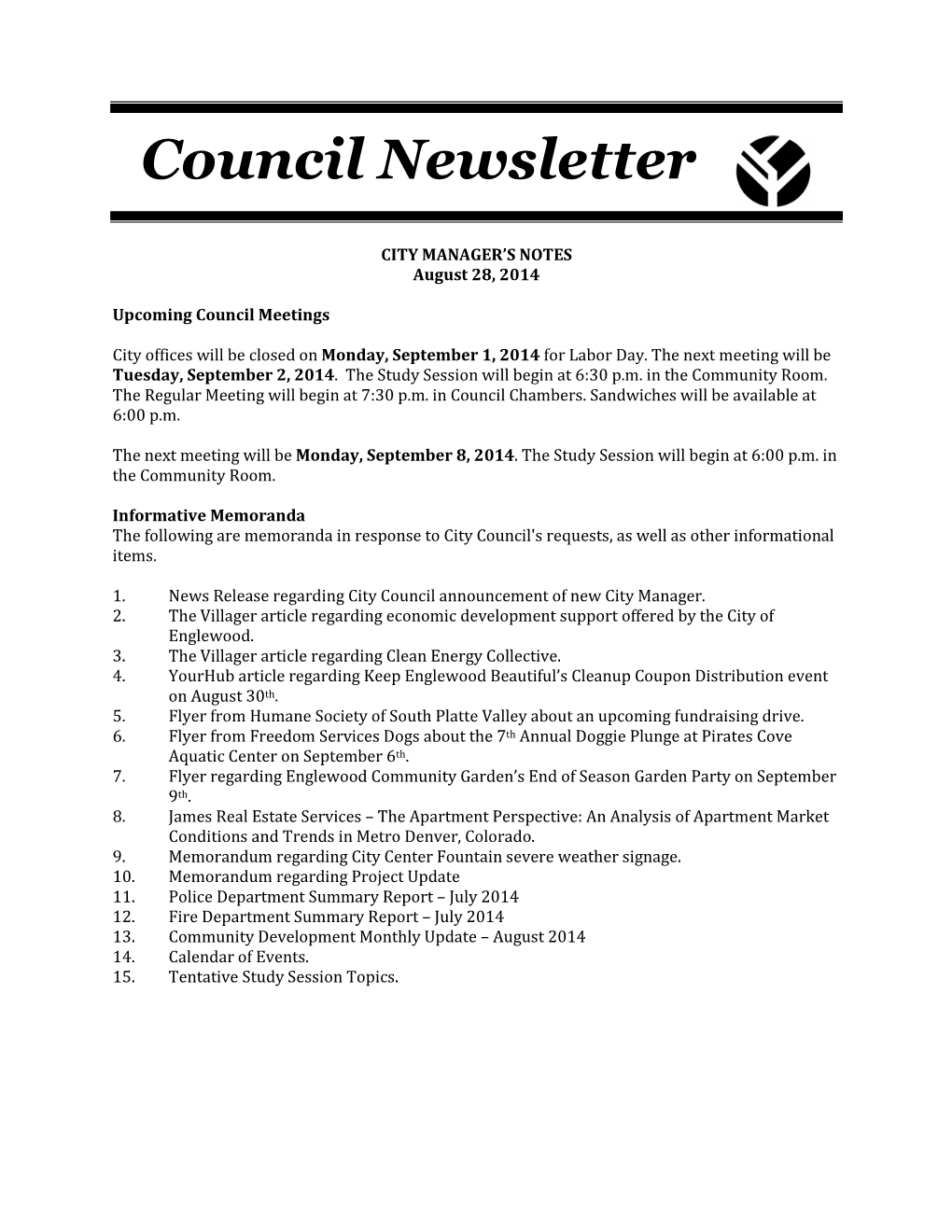 Council Newsletter