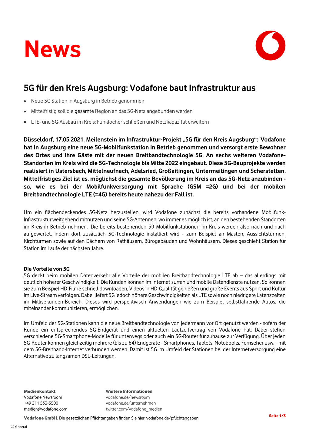 5G Für Den Kreis Augsburg: Vodafone Baut