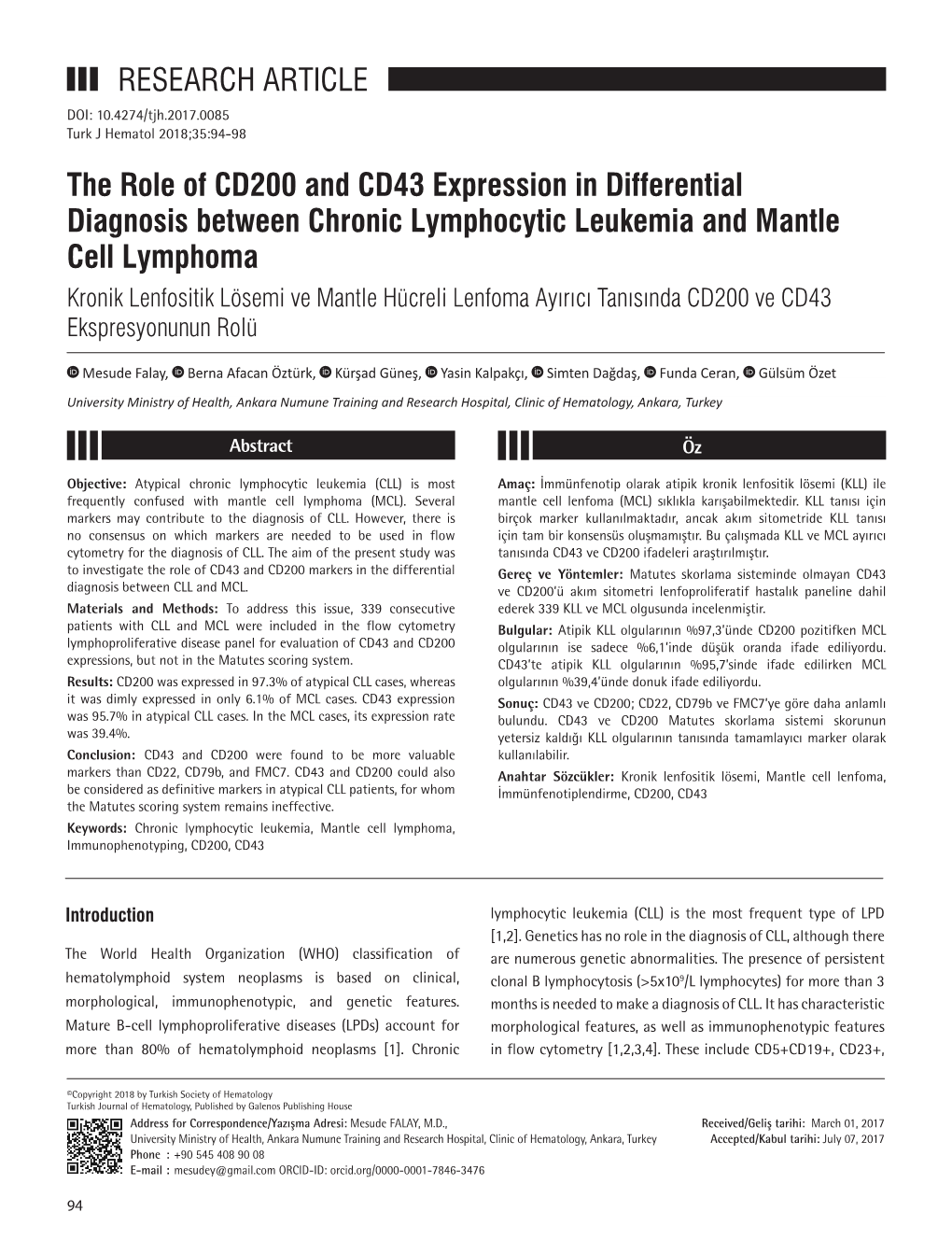 The Role of CD200 and CD43 Expression in Differential Diagnosis