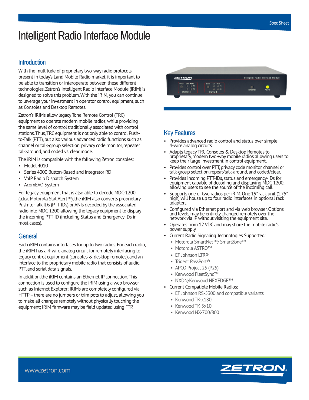 Intelligent Radio Interface Module