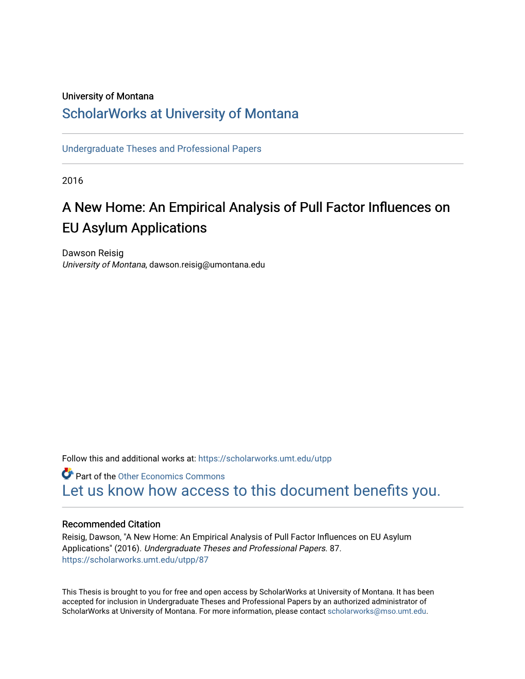 An Empirical Analysis of Pull Factor Influences on EU Asylum Applications