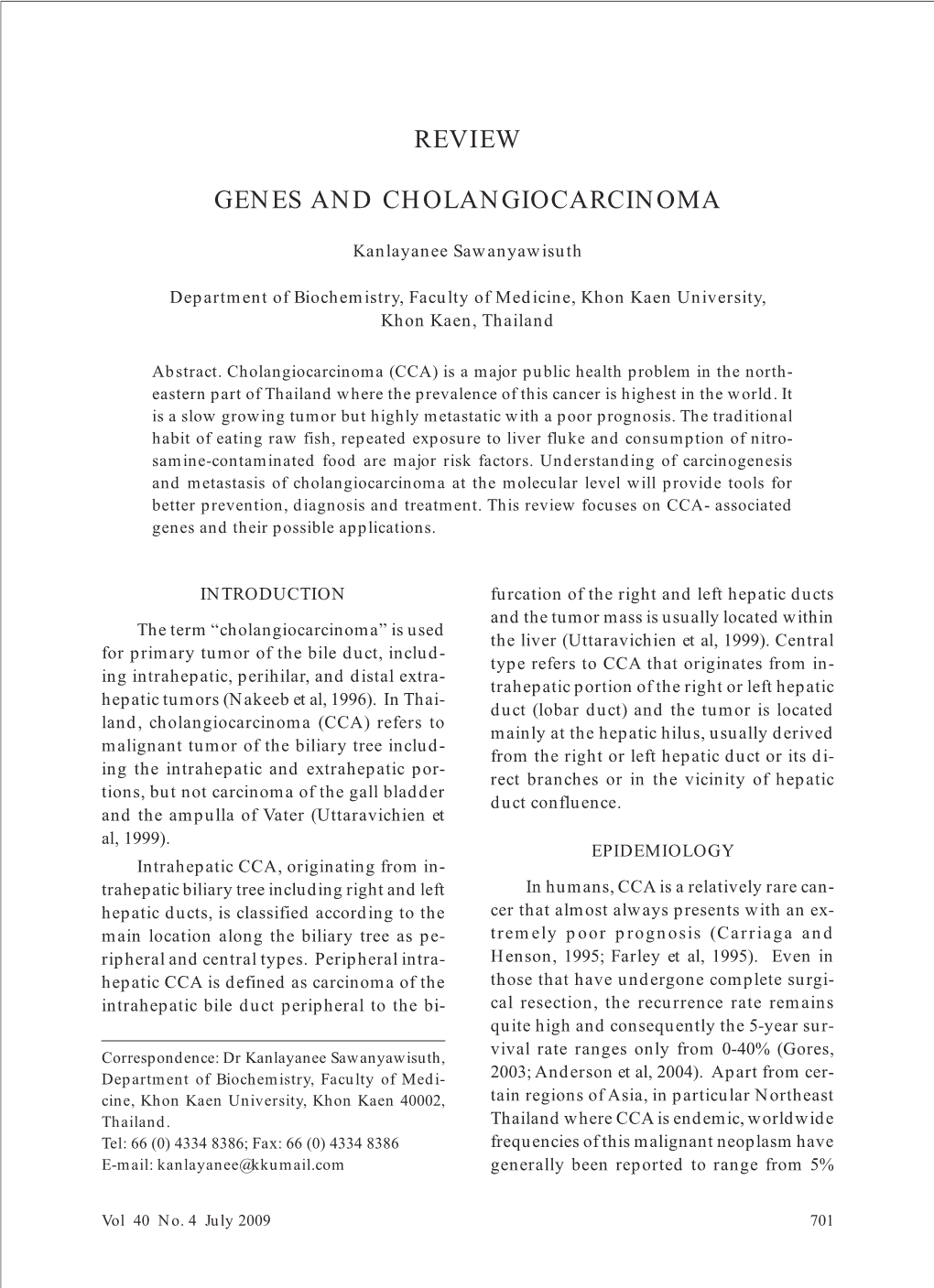 Review Genes and Cholangiocarcinoma