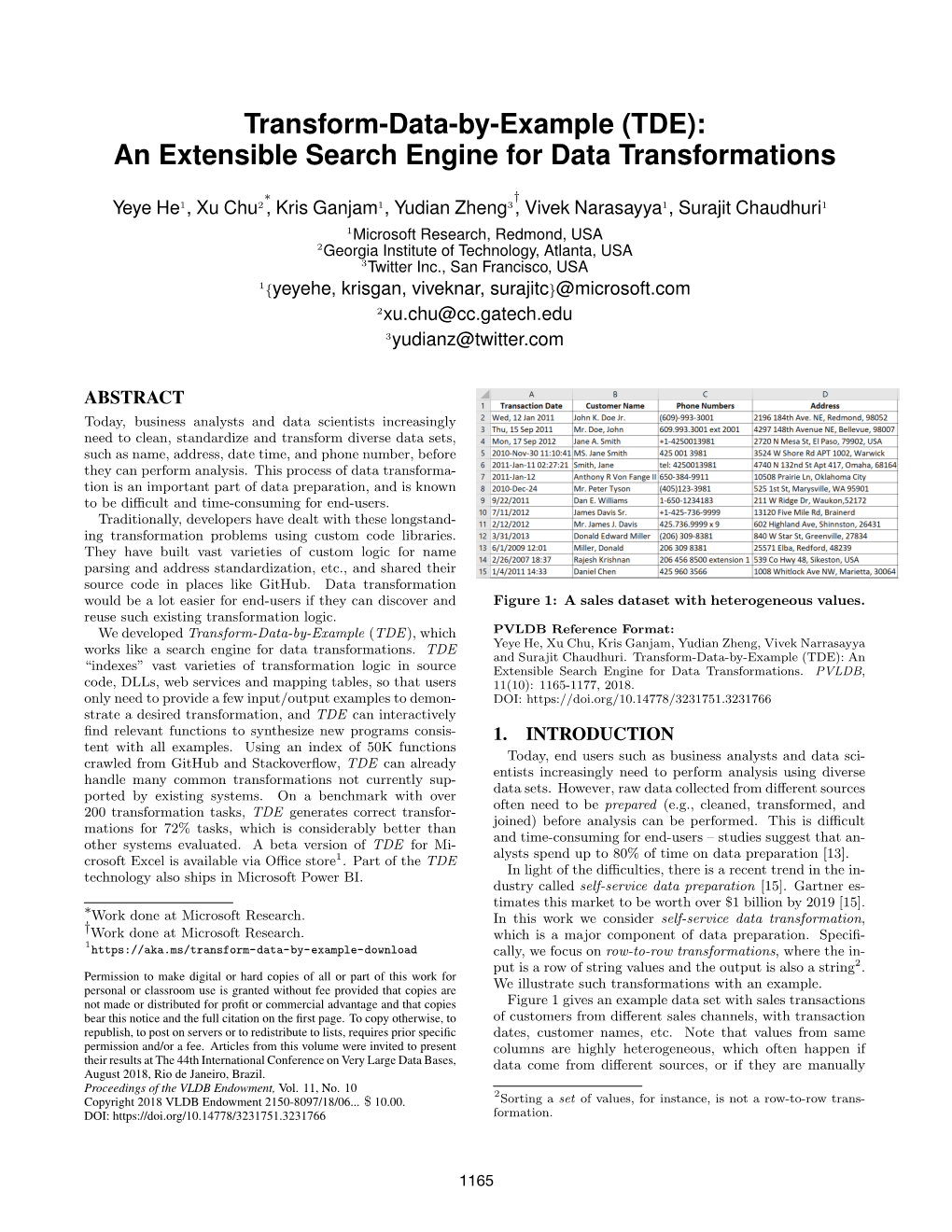 Transform-Data-By-Example (TDE): an Extensible Search Engine for Data Transformations