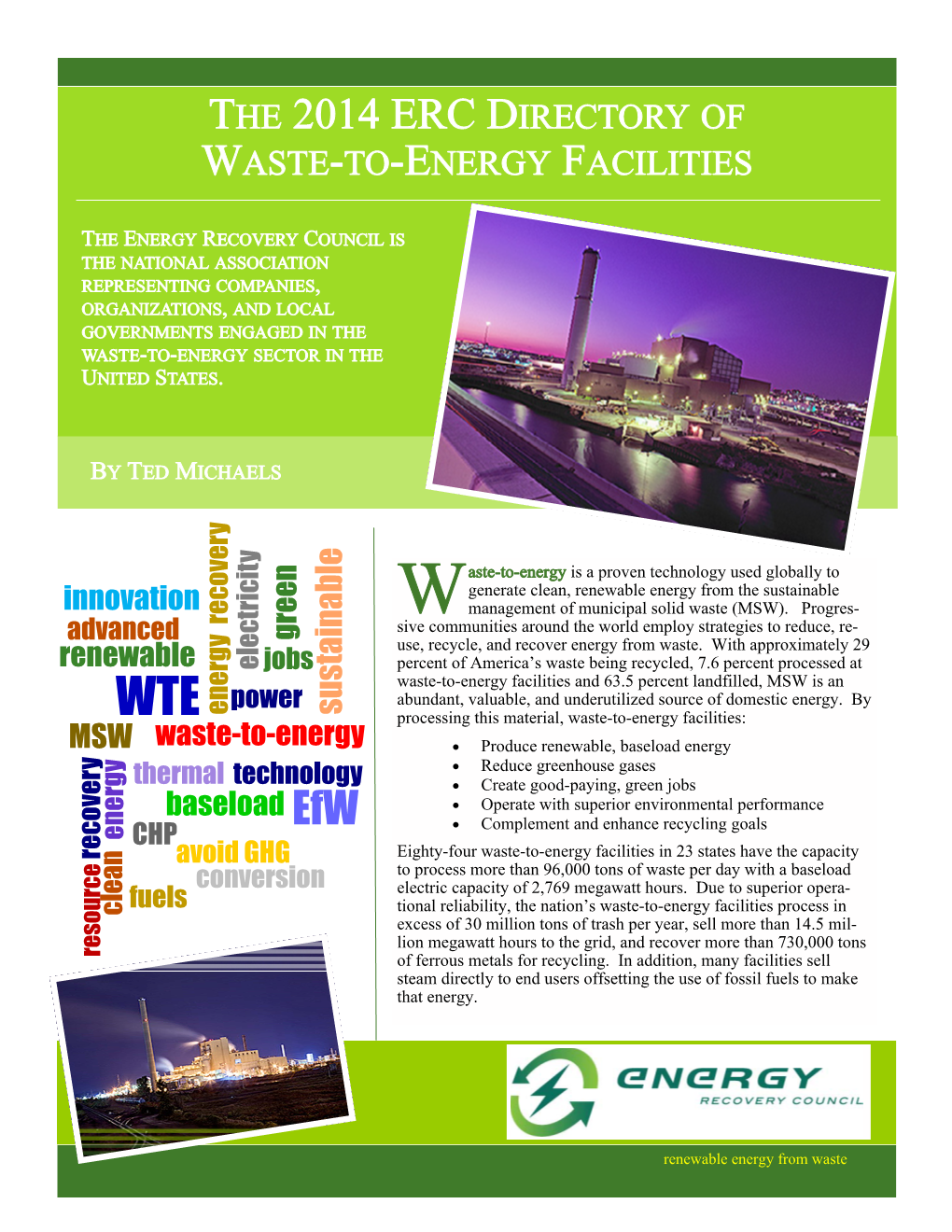 THE 2014 ERC DIRECTORY of WASTE-TO-ENERGY FACILITIES Sustainable