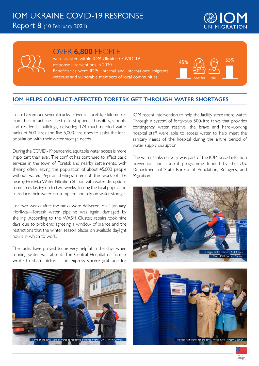 IOM UKRAINE COVID-19 RESPONSE Report 8 (10 February 2021)