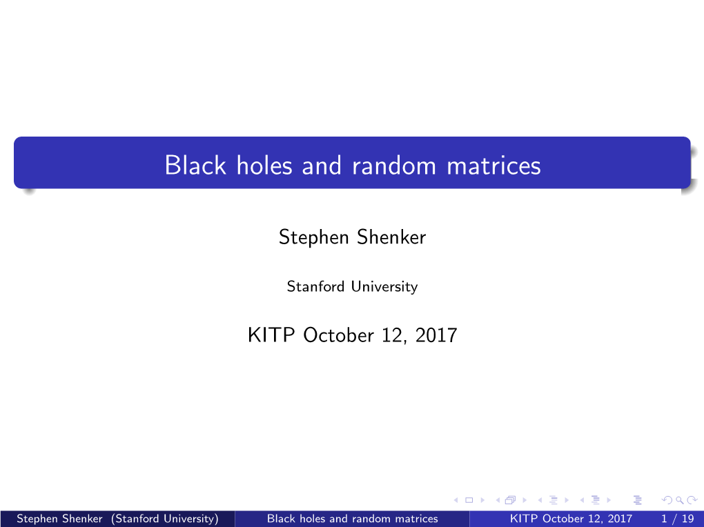 Black Holes and Random Matrices