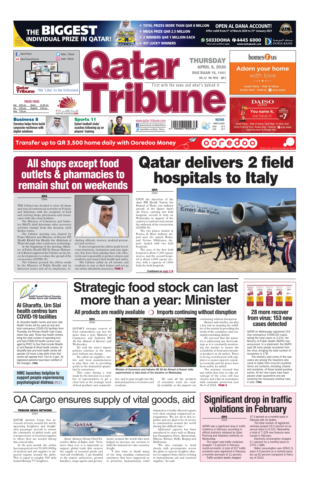 Qatar Delivers 2 Field Hospitals to Italy