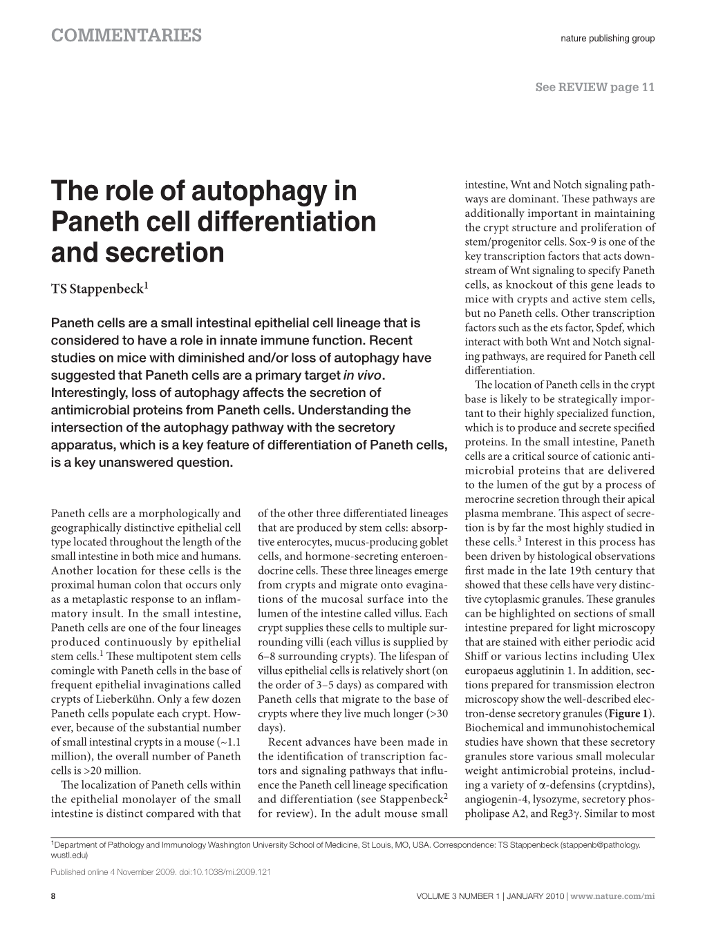 The Role of Autophagy in Paneth Cell Differentiation and Secretion