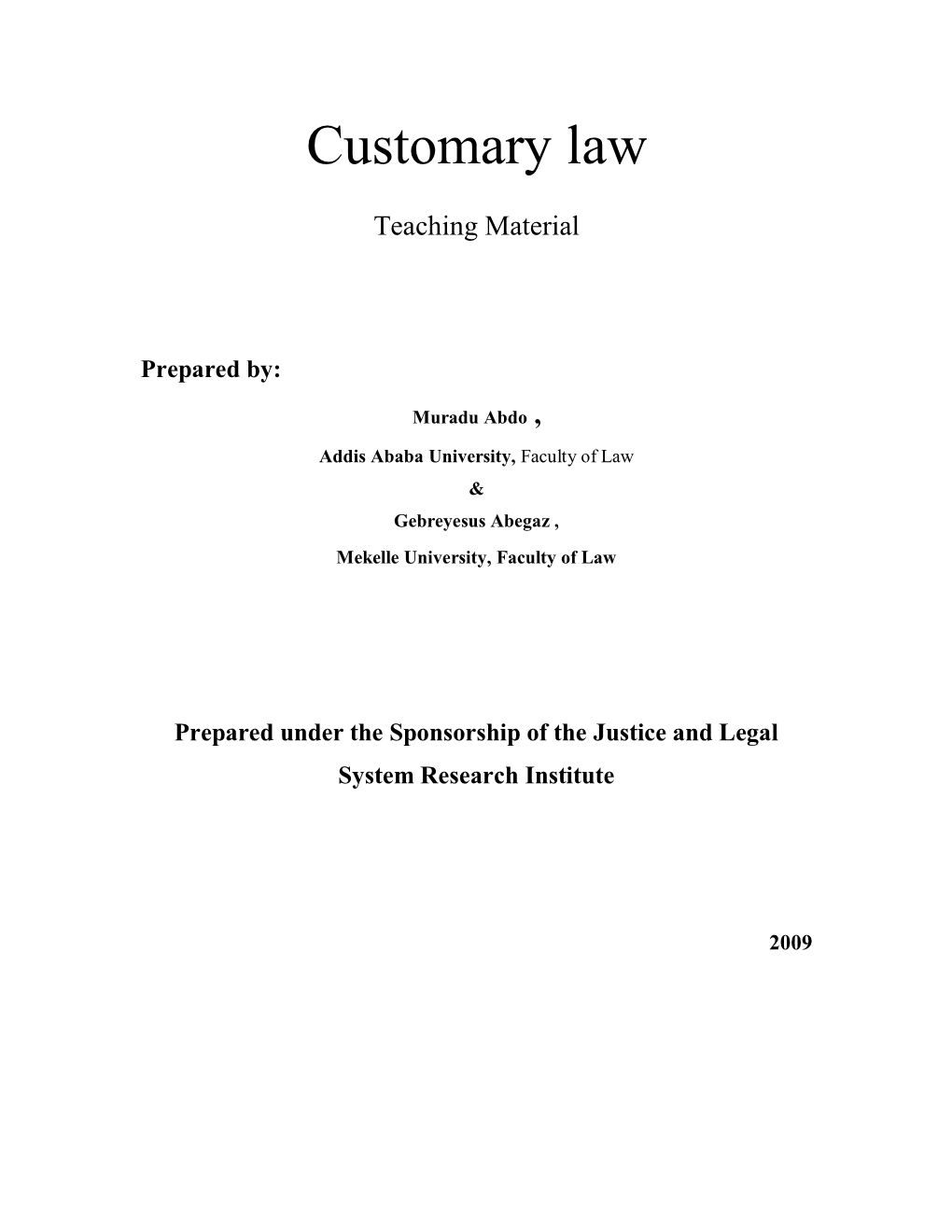 Customary Law