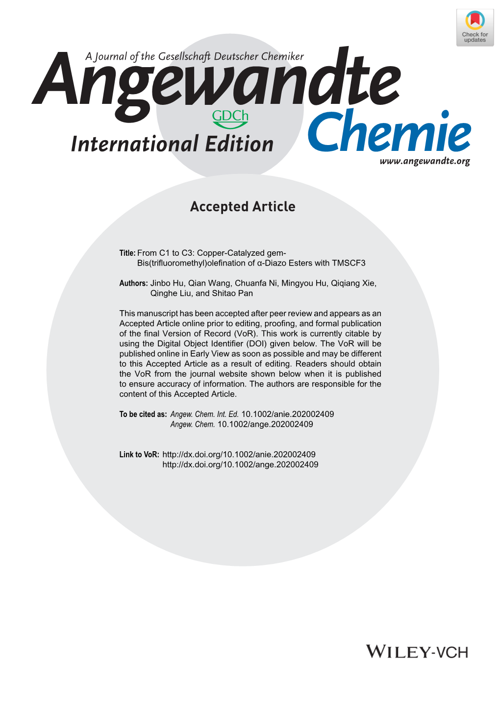 Olefination of Α‐Diazo Esters with TMSCF3