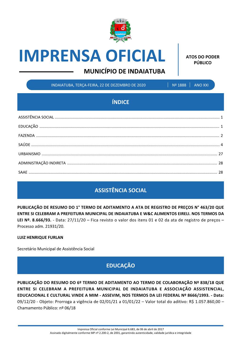 Imprensa Oficial Município De Indaiatuba