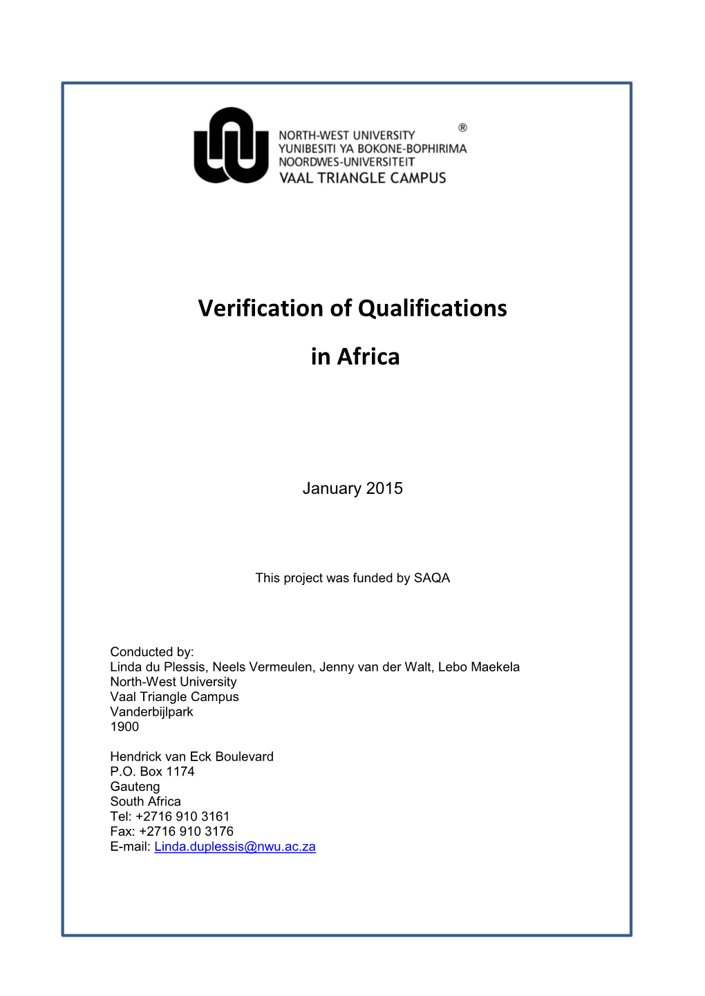 Verification of Qualifications in Africa