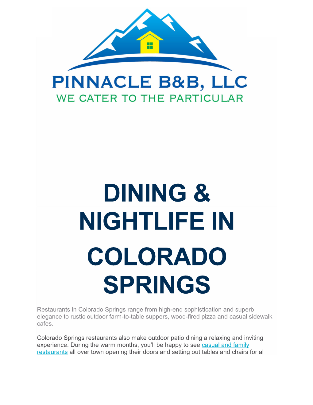 Dining & Nightlife in Colorado Springs