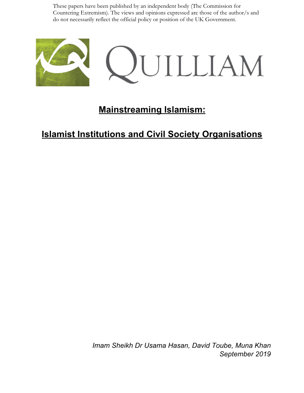 Islamist Institutions and Civil Society Organisations