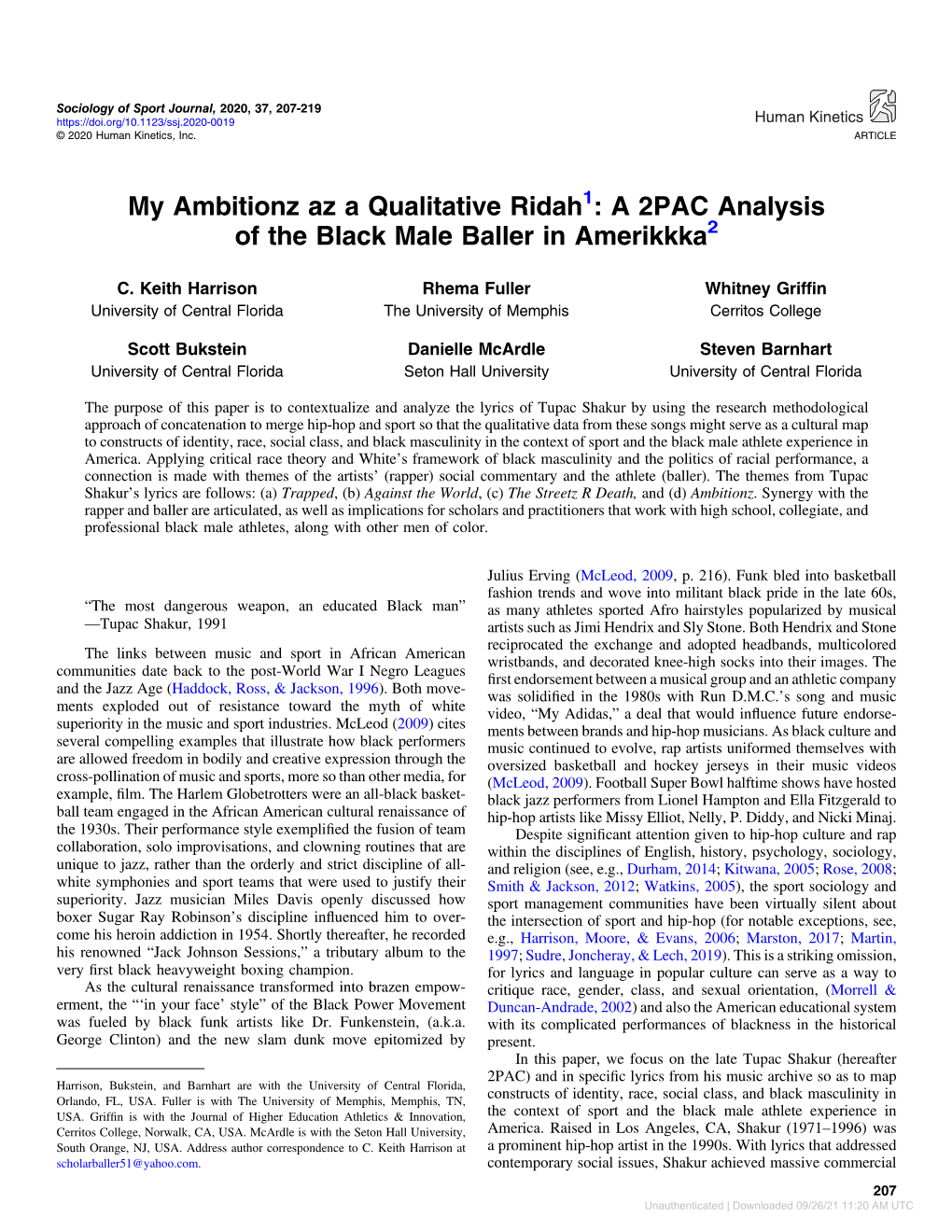 A 2PAC Analysis of the Black Male Baller in Amerikkka2