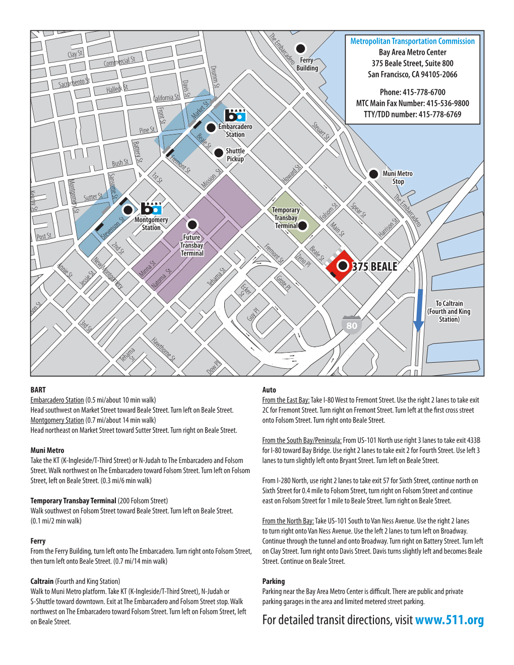 Bay Area Metro Center Map and Directions