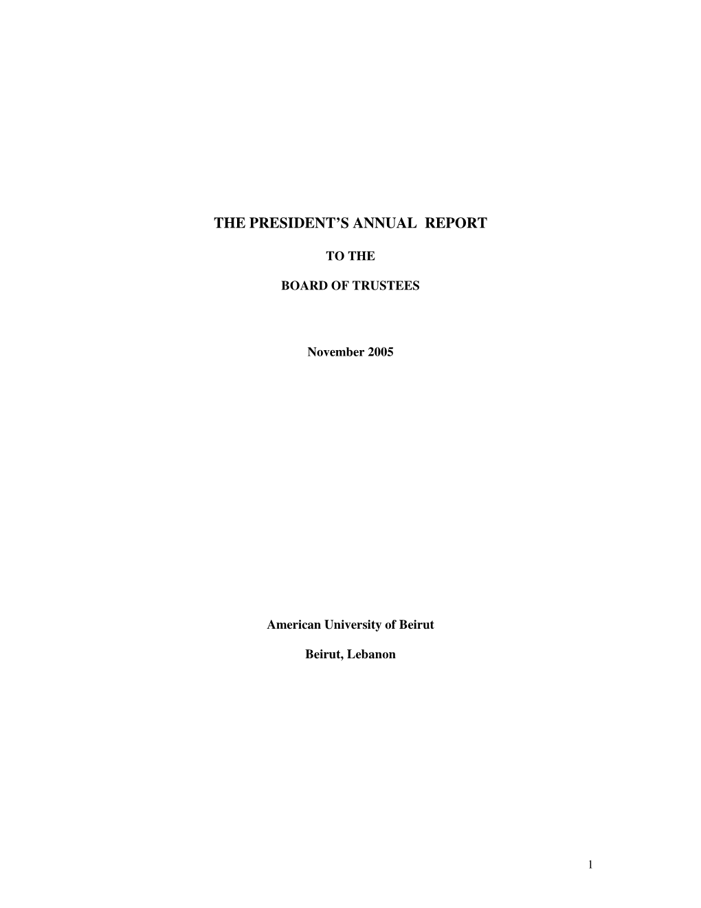 The President's Annual Report