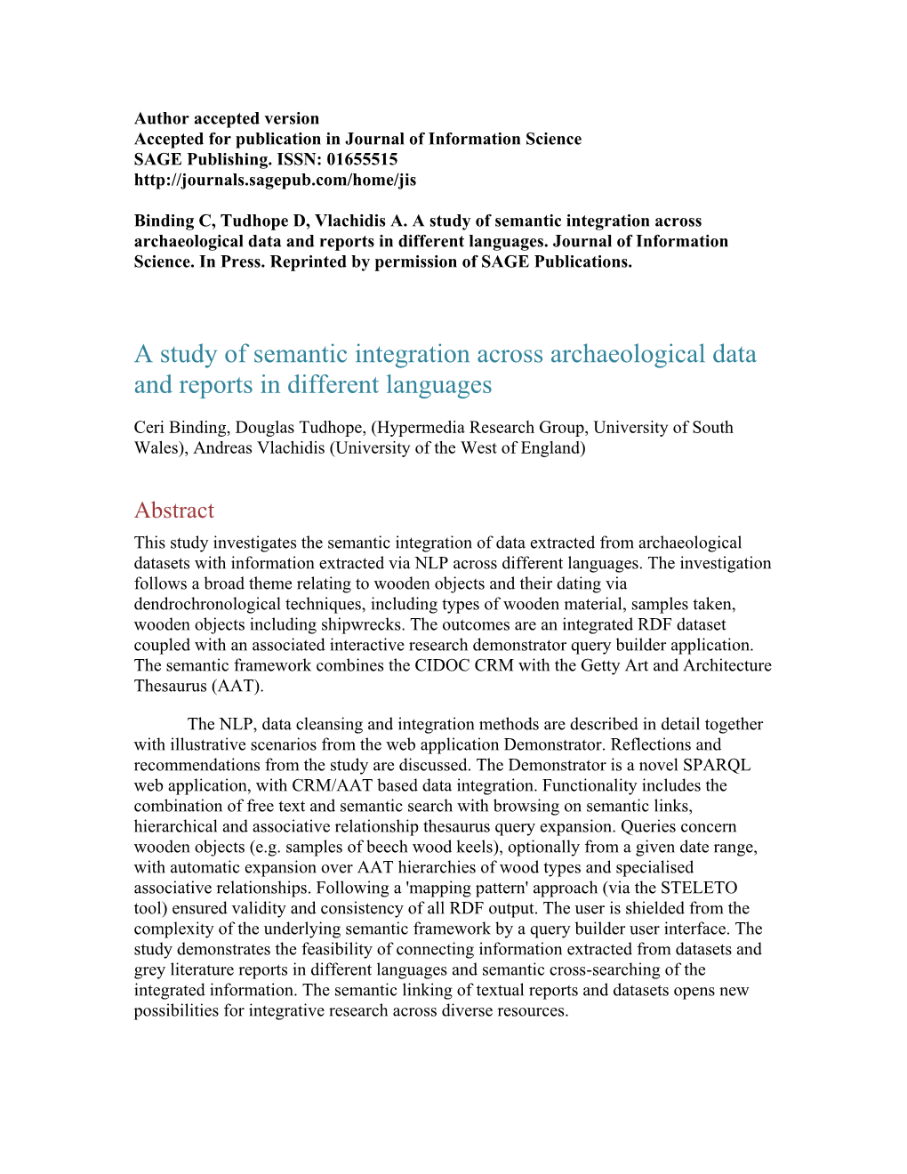 A Study of Semantic Integration Across Archaeological Data and Reports in Different Languages