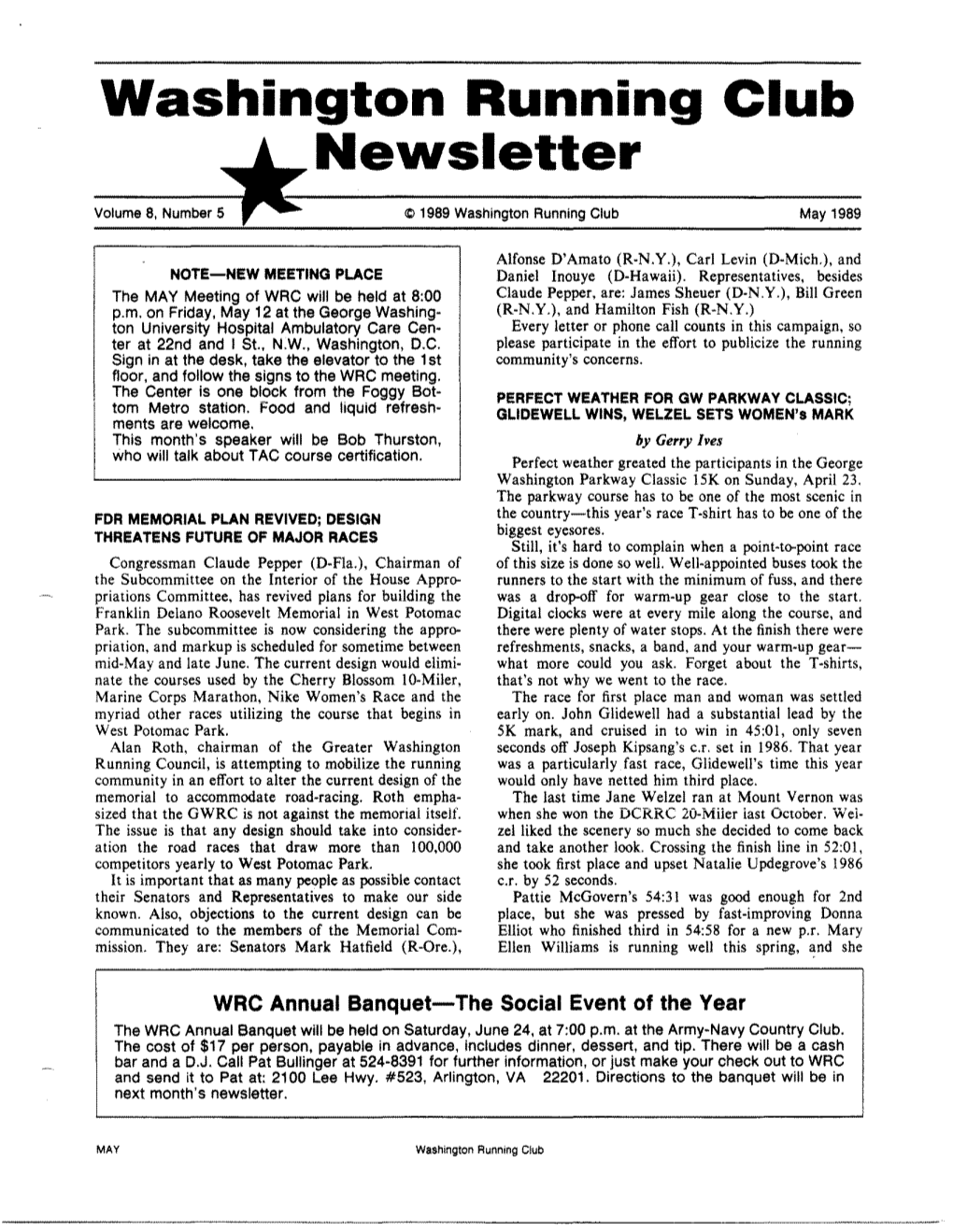 Washington Running Club Newsletter