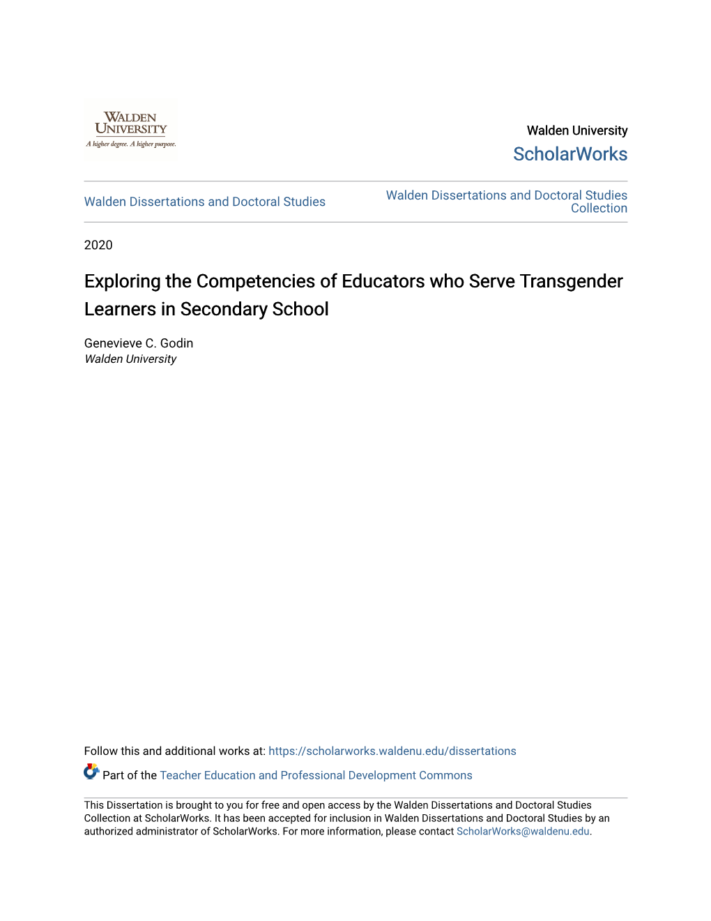 Exploring the Competencies of Educators Who Serve Transgender Learners in Secondary School