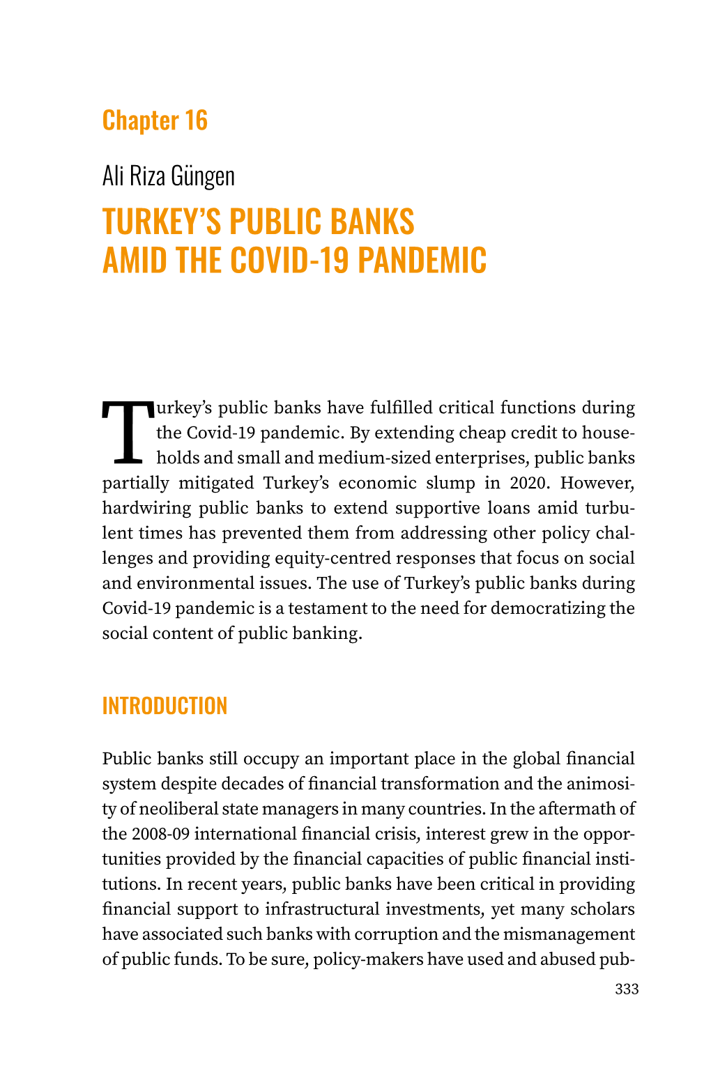 TURKEY's PUBLIC BANKS AMID the COVID-19 PANDEMIC Ali Rıza