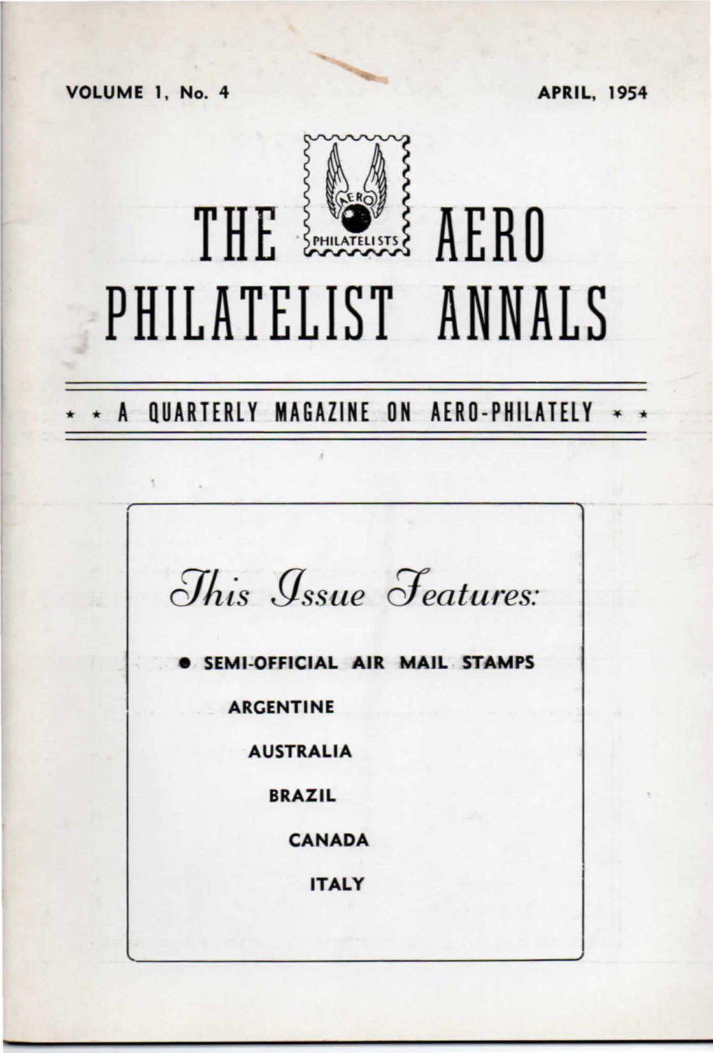 Vol. 1, Issue No. 4, April 1954