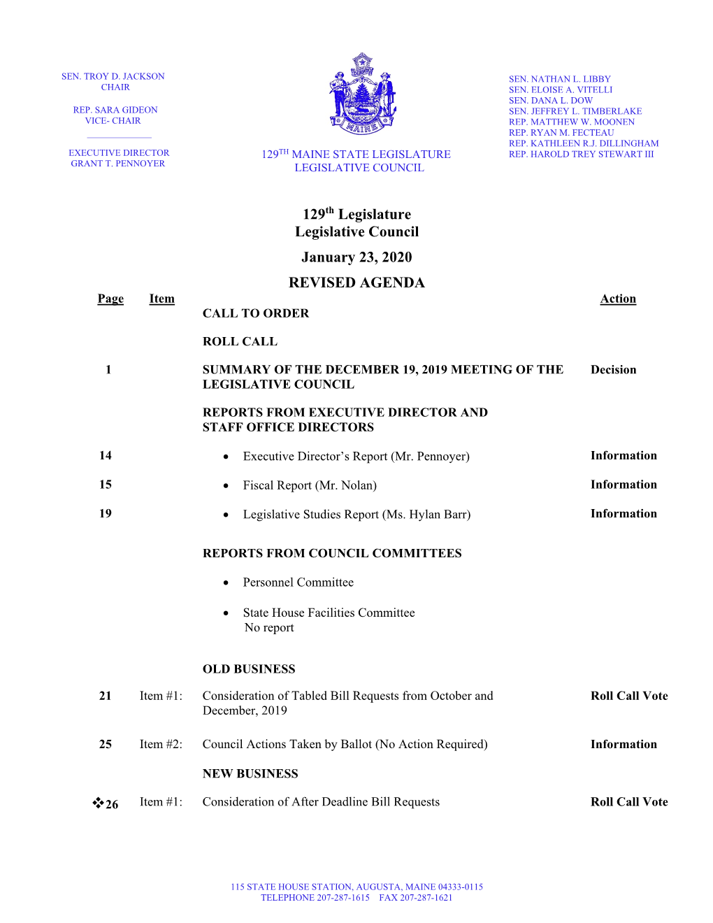 Legislative Council Agenda Packet Revised, 1-23-2020