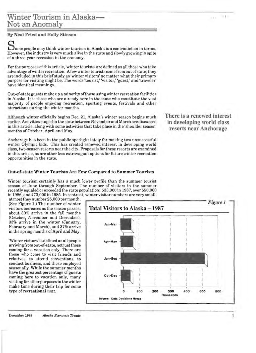 Winter Tourism in Alaska Not an Anomaly