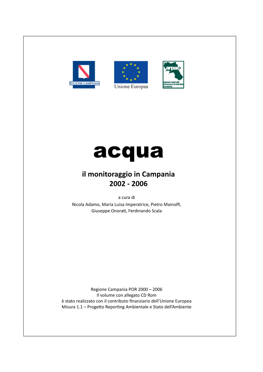 Report Acqua Il Monitoraggio in Campania 2002