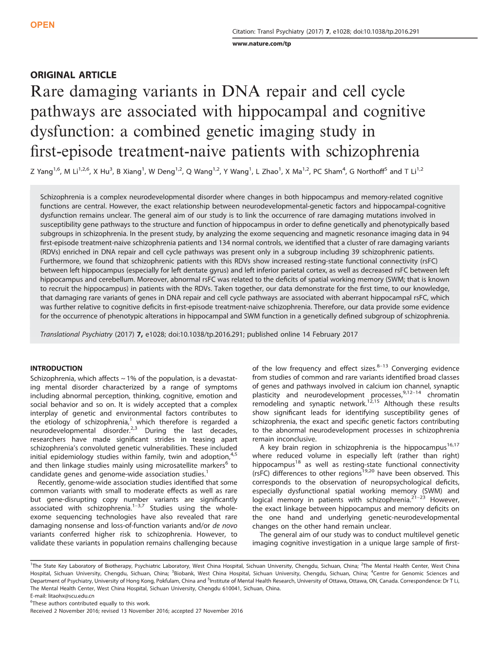 Rare Damaging Variants in DNA Repair and Cell Cycle Pathways