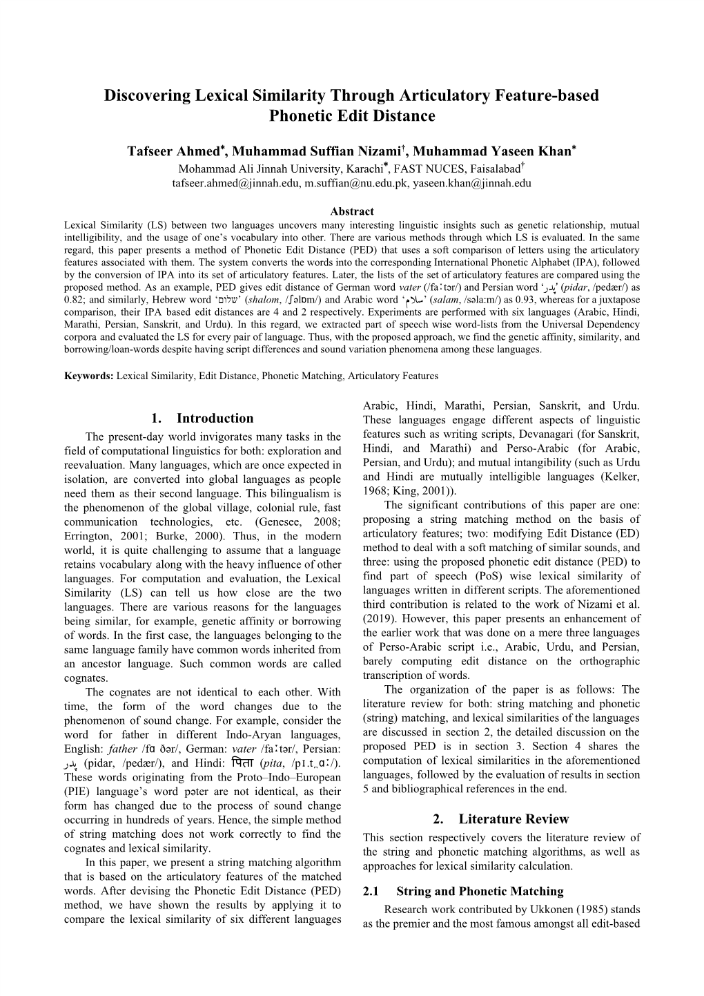 Discovering Lexical Similarity Through Articulatory Feature-Based Phonetic Edit Distance