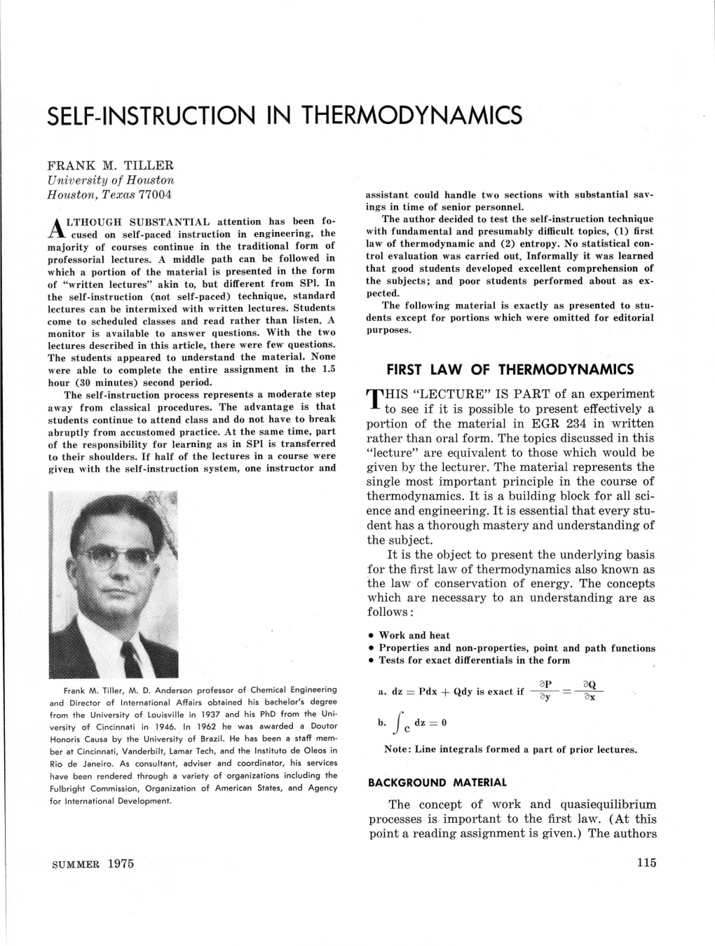 Self-Instruction in Thermodynamics