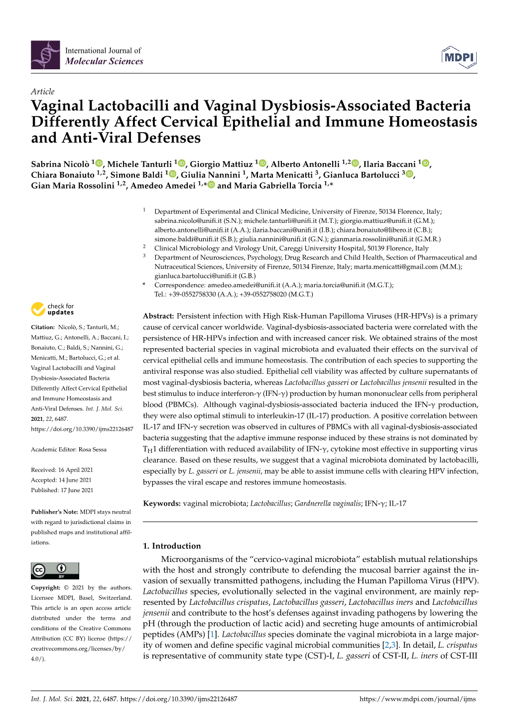 Vaginal Lactobacilli and Vaginal Dysbiosis-Associated Bacteria Differently Affect Cervical Epithelial and Immune Homeostasis and Anti-Viral Defenses